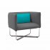 Groove sofa with blue pillow